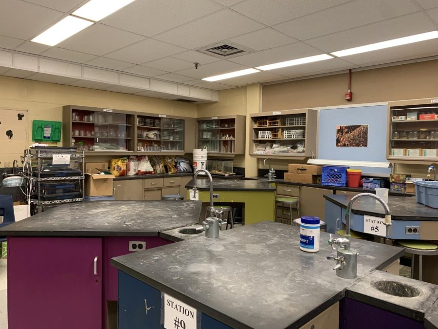 Some classrooms in the old building, like the science room pictured above, would greatly benefit from remodeling for students to have access to all the amenities they offer.